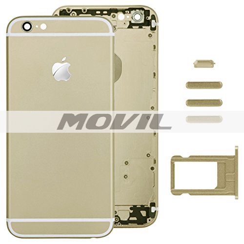 Light Gold Full Housing Back Cover with Card Tray & Volume Control Key & Power Button & Mute Switch Vibrator Key Replacement for Apple iPhone 6
